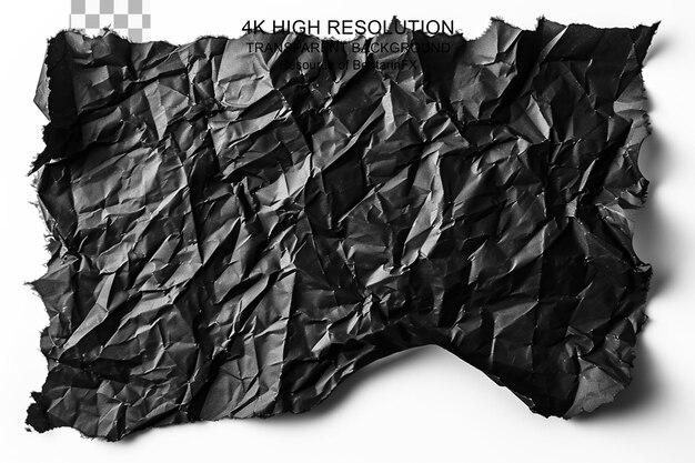 PSD torn crumpled black paper background on transparent background