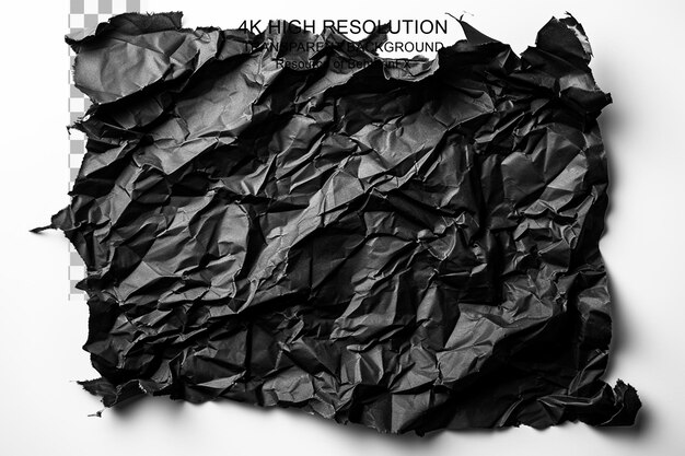 PSD torn crumpled black paper background on transparent background