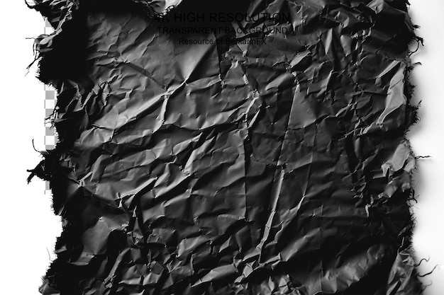 PSD sfondo di carta nera stropicciata strappata su sfondo trasparente