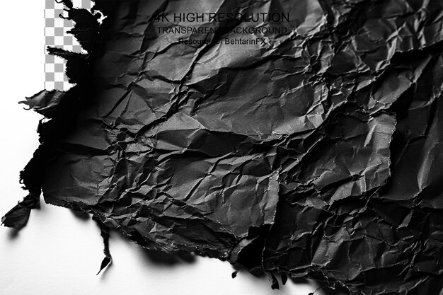 PSD torn crumpled black paper background on transparent background