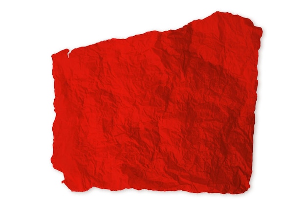 PSD torn crumpled red paper scrap of paper on empty background