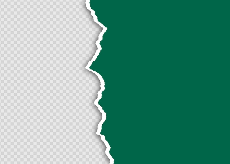 PSD torn green paper with transparent background