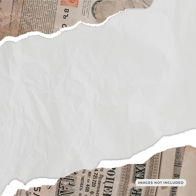 Torn paper background mockup with old newspaper concept