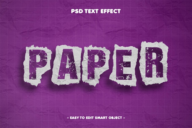 PSD effetto testo modificabile su carta strappata