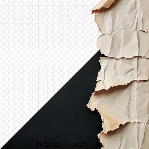 PSD torn paper isolated on black isolated background with copy space