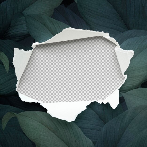 PSD torn paper mockup on a leafy background