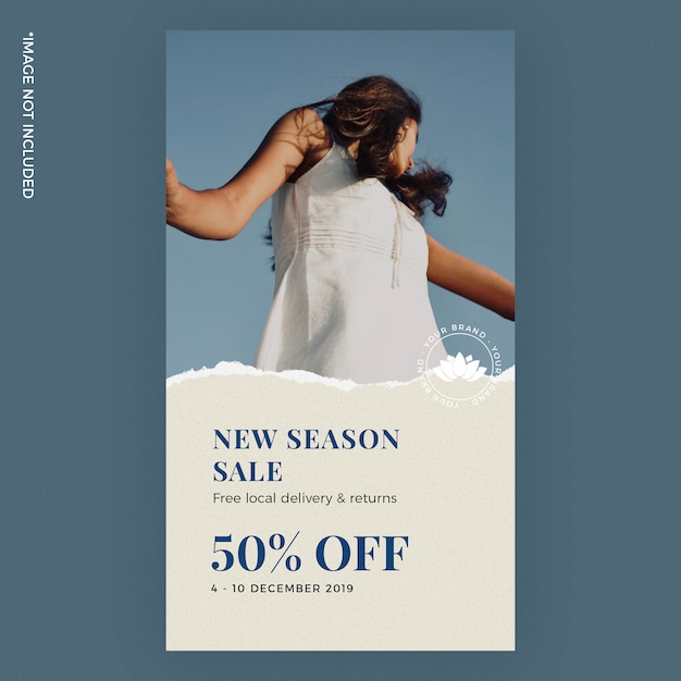 PSD torn paper new season instagram story template