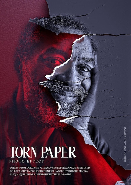 PSD torn paper photo effect poster design