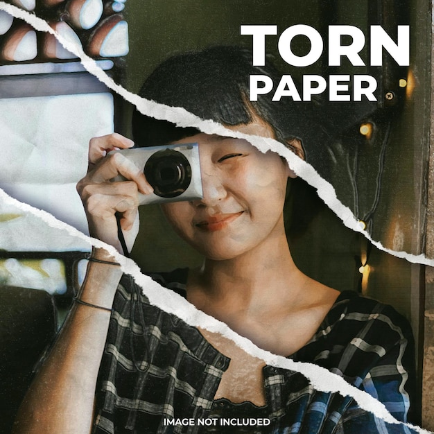 PSD torn paper photo effect