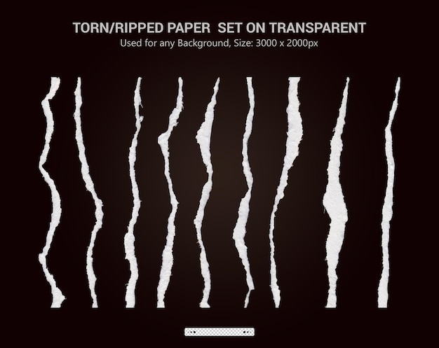 Torn Paper Realistic Transparent Set