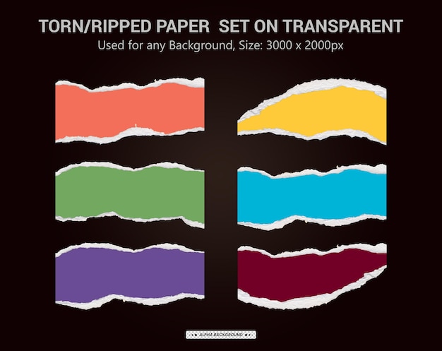 PSD torn paper realistic transparent set