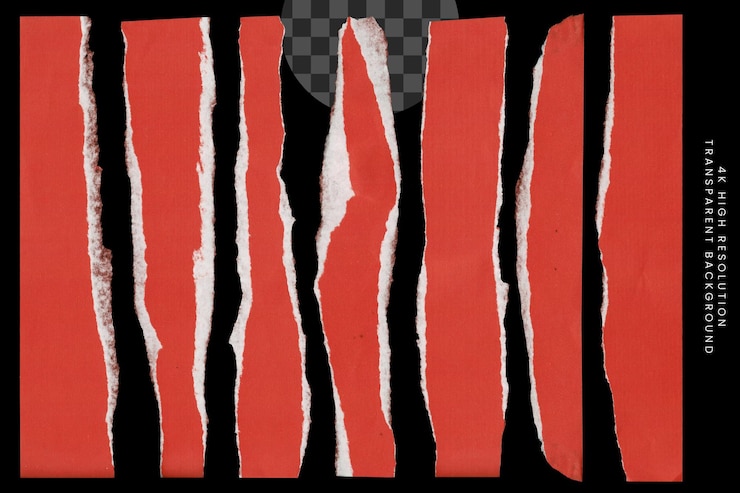PSD torn paper set on transparent background