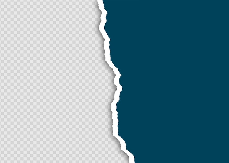 PSD torn paper with transparent background and blue element