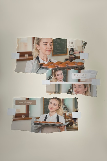 Torn photos frame mockup