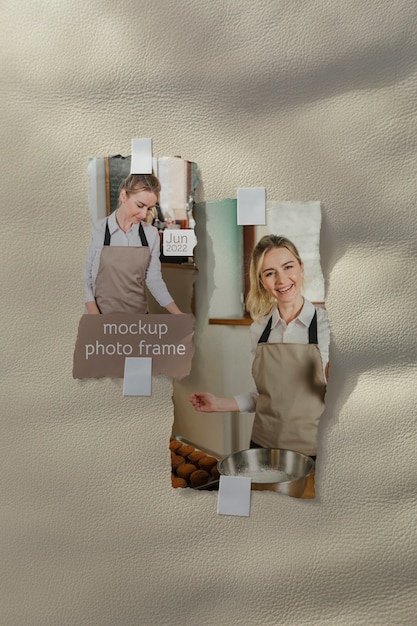 Torn photos frame mockup