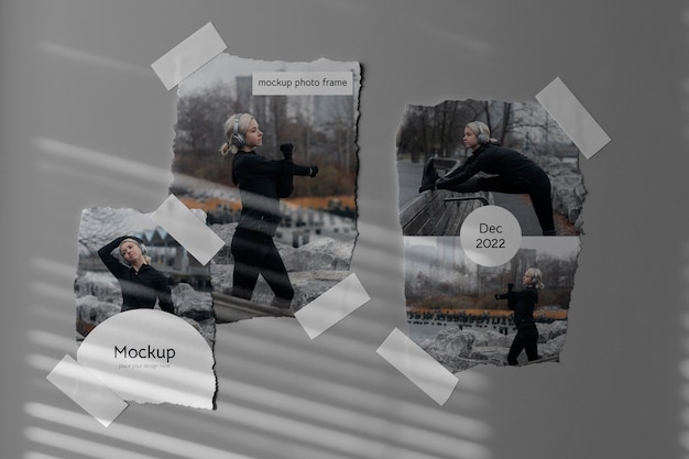 PSD torn photos frame mockup