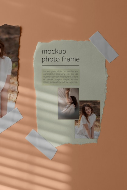 Torn photos frame mockup