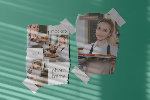 torn photos frame mockup