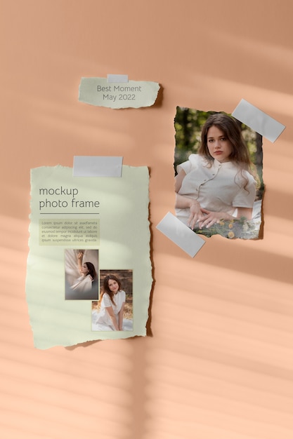 Torn photos frame mockup