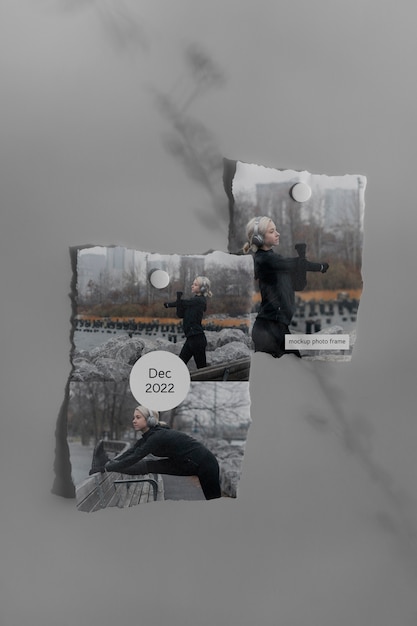 Torn photos frame mockup