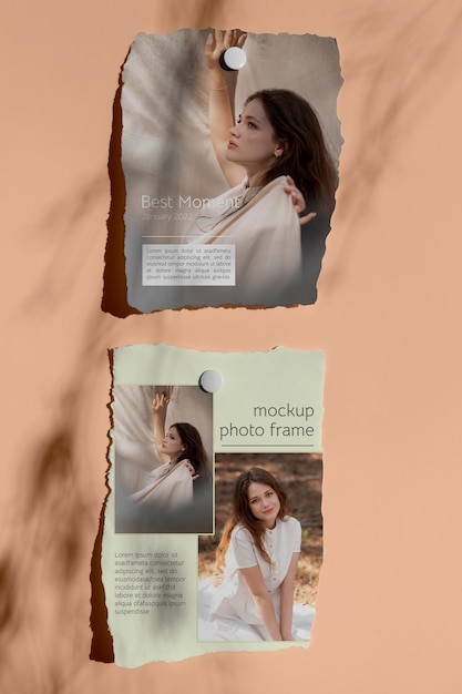 PSD torn photos frame mockup