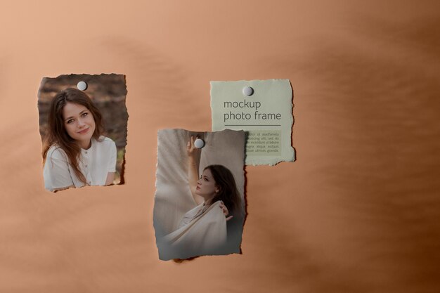 Torn photos frame mockup