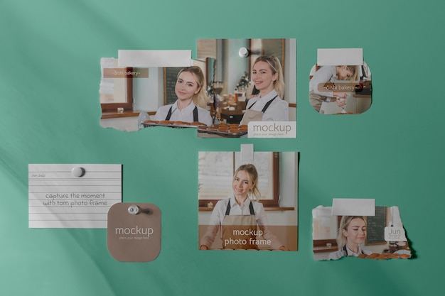 Torn photos frame mockup
