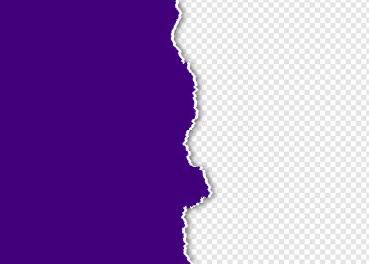 PSD torn purple paper with transparent background