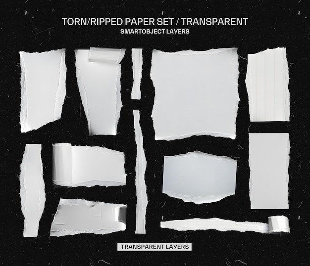 Torn Ripped Paper Set Transparent PSD