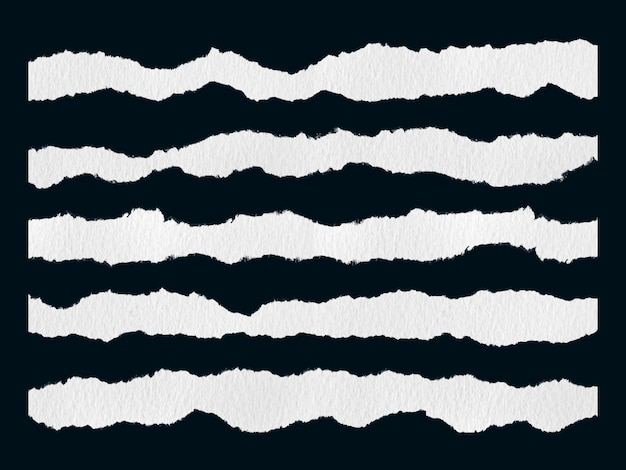 Torn ripped white paper set