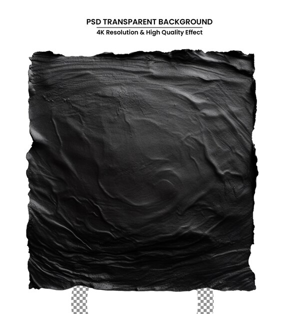 PSD torn sheet of black crumpled paper on a white background