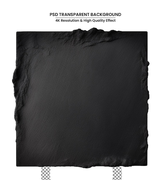 PSD torn sheet of black crumpled paper on a white background