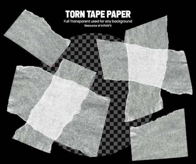 Torn tape paper set transparent background and easy usable for any backgrounds