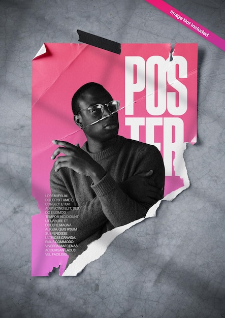 PSD torn and wrinkle paper poster mockup template