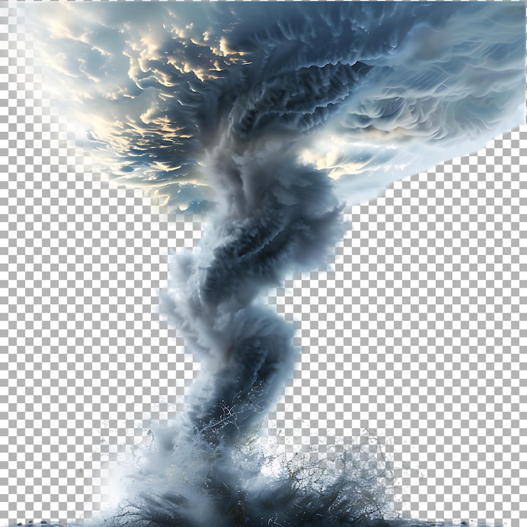 PSD tornado on transparent background ai generated