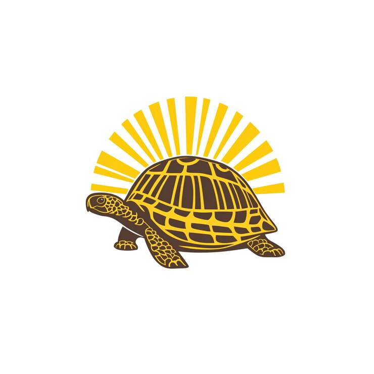 PSD tortoise and rising sun a symbol of longevity and new beginnings