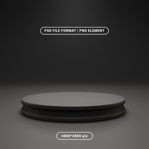 Total Black Product Podium 3D Rendering Mockup