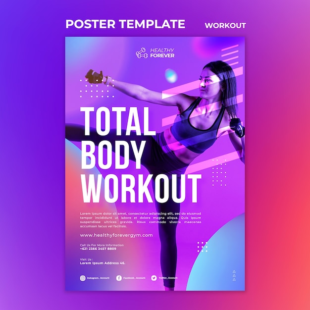 PSD total body workout poster template