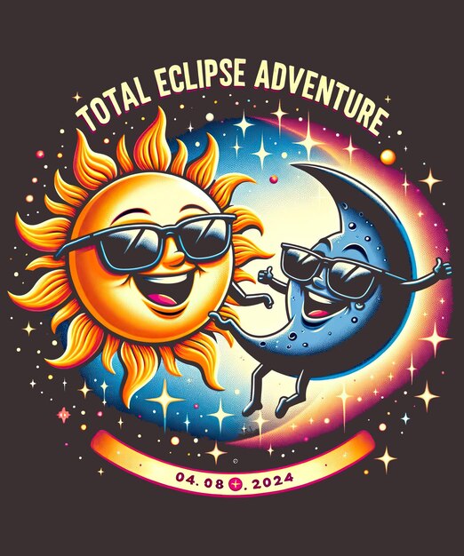 Premium PSD Total eclipse adventure solar powerup eclipse 2024