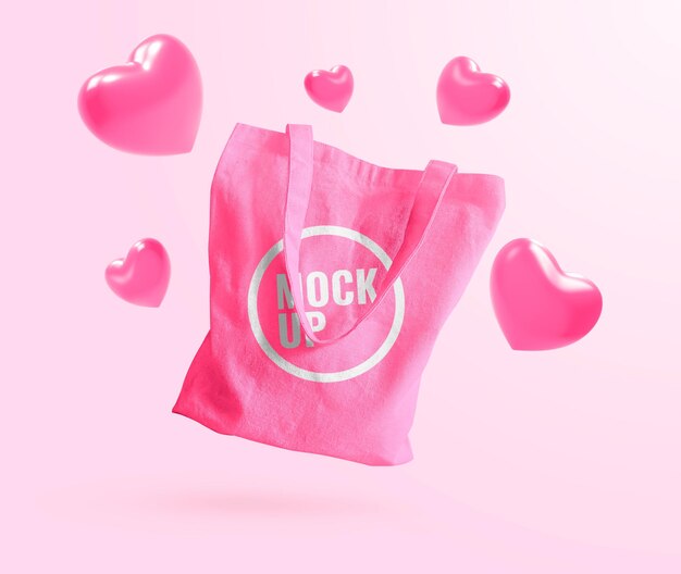 Tote bag flyer mockup di pubblicità di san valentino