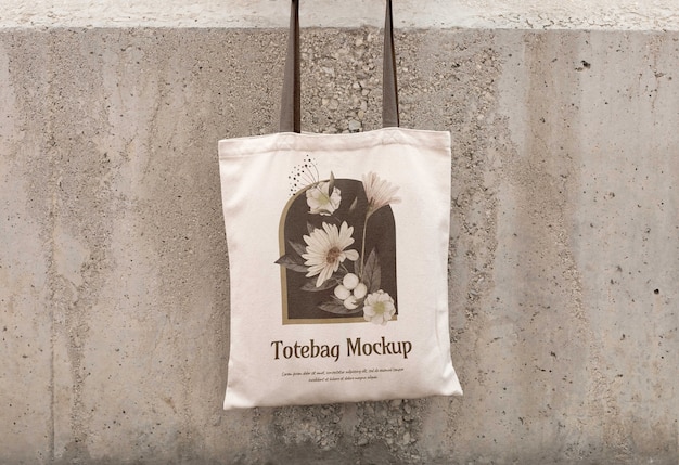 PSD tote bag mockup design outside