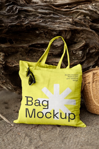 Tote bag mockup in nature