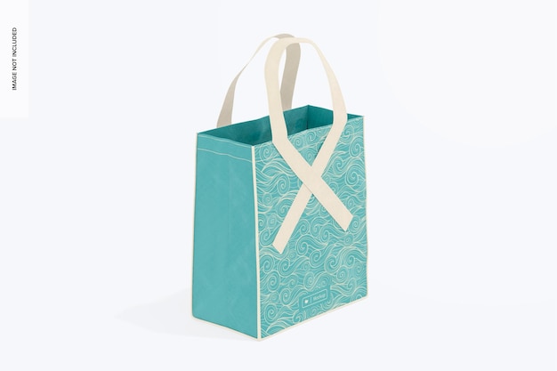 PSD tote bag with ribbon mockup, left view