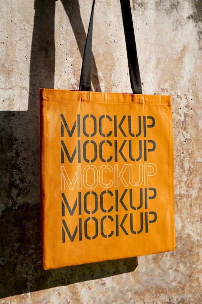 PSD tote tas mockup buiten