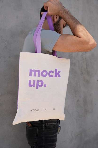 Tote tas mockup buiten