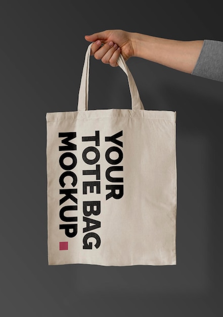 Tote tas op zwarte Mockup