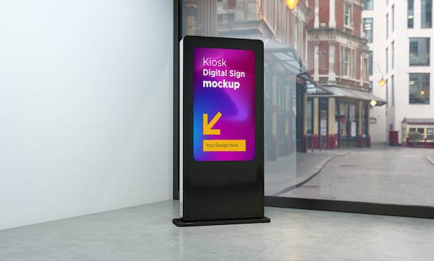 Totem en kiosk digital signage 3d-gerenderde mockup