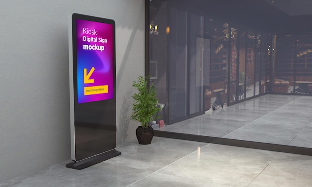 PSD totem and kiosk digital signage 3d rendered mockup