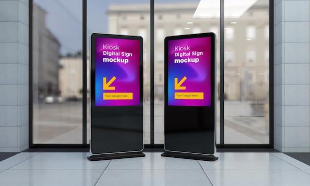 Totem and Kiosk Digital Signage 3d Rendered Mockup