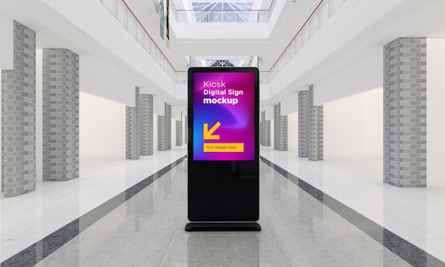 Totem and kiosk digital signage 3d rendered mockup